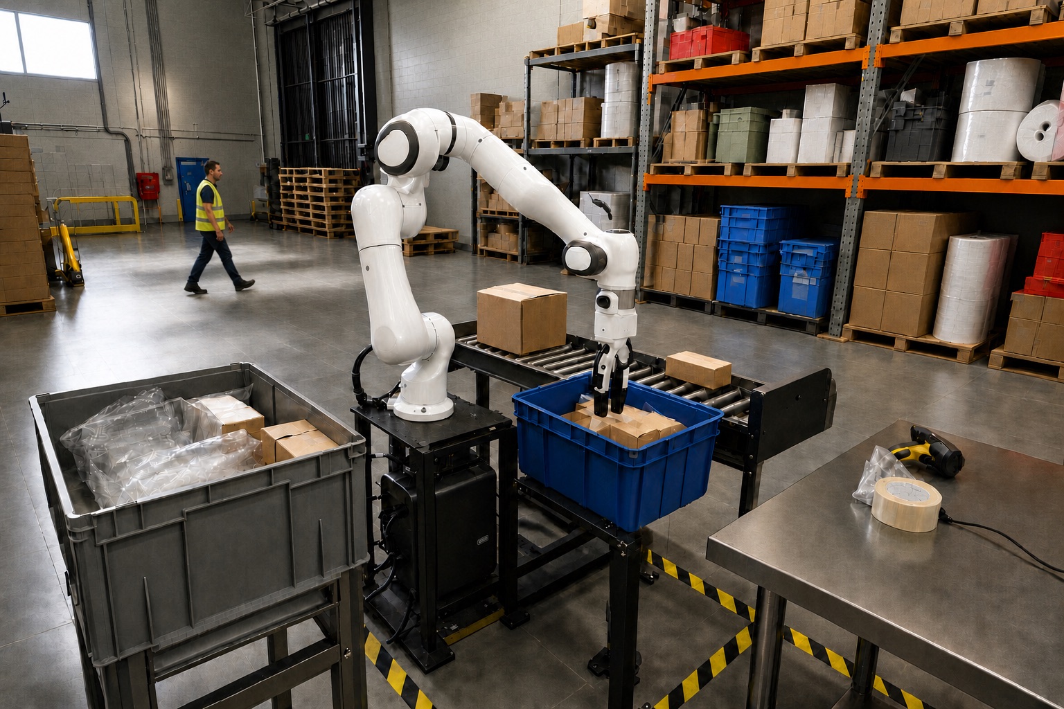 Robot camera view with an added situation: Person crossing the floor